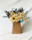 Kana - かな- Japanese Preserved Flower Arrangement - Flower - Yellow - Basket - Preserved Flowers & Fresh Flower Florist Gift Store