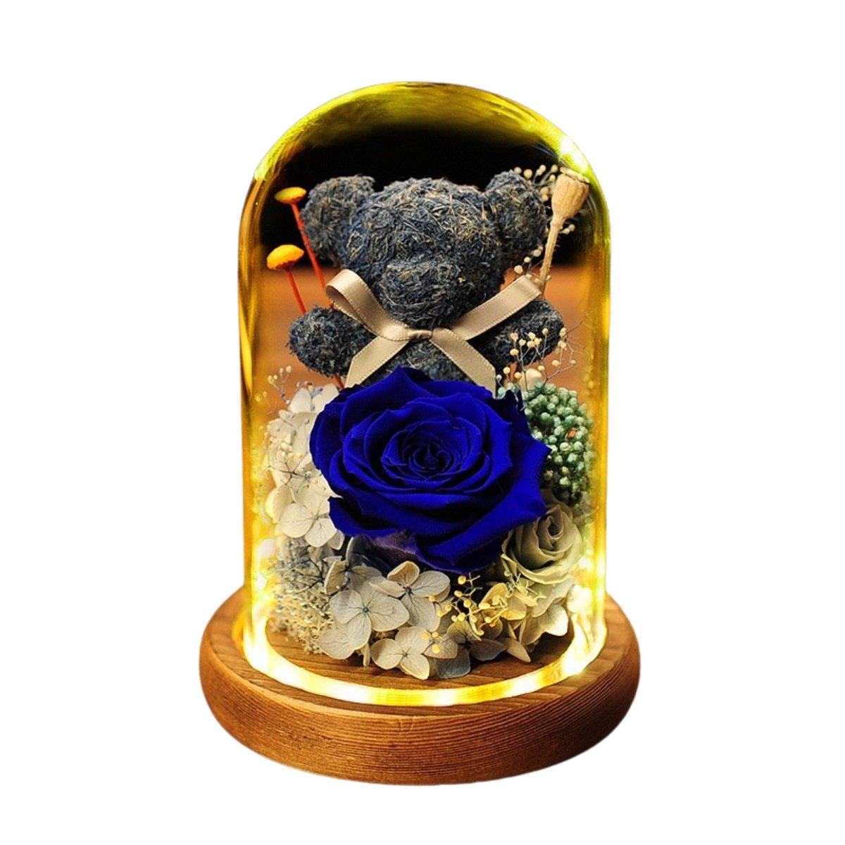 Katsumi Bear Walnut Dome - Flower - Blue かつみ - Preserved Flowers & Fresh Flower Florist Gift Store