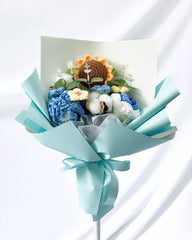 Kimiko - Handmade Crochet Flower Bouquet, Blue - Flower - Upsize - Preserved Flowers & Fresh Flower Florist Gift Store