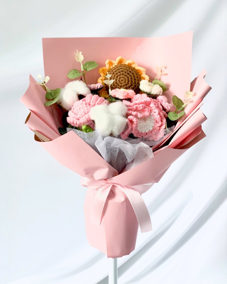 Kimiko - Handmade Crochet Flower Bouquet, Pink - Flower - Upsize - Preserved Flowers & Fresh Flower Florist Gift Store