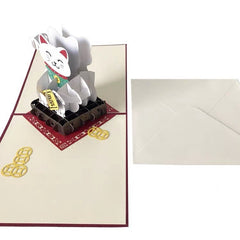 Lucky Cat Pop Up Card - Add Ons - Cat Gold Coin - Preserved Flowers & Fresh Flower Florist Gift Store