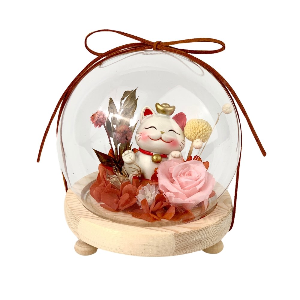 Lucky Neko-chan ラッキ猫 Blowball - Pink - Flower - Preserved Flowers & Fresh Flower Florist Gift Store