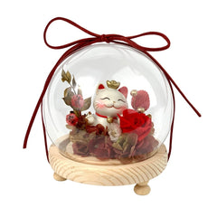 Lucky Neko-chan ラッキ猫 Blowball - Red - Flower - Preserved Flowers & Fresh Flower Florist Gift Store