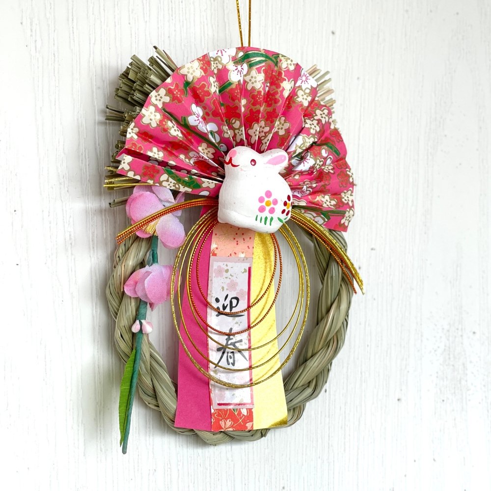 Lucky Usagi Shimenawa New Year Decoration -幸運兎 - Decor - Pink - Preserved Flowers & Fresh Flower Florist Gift Store
