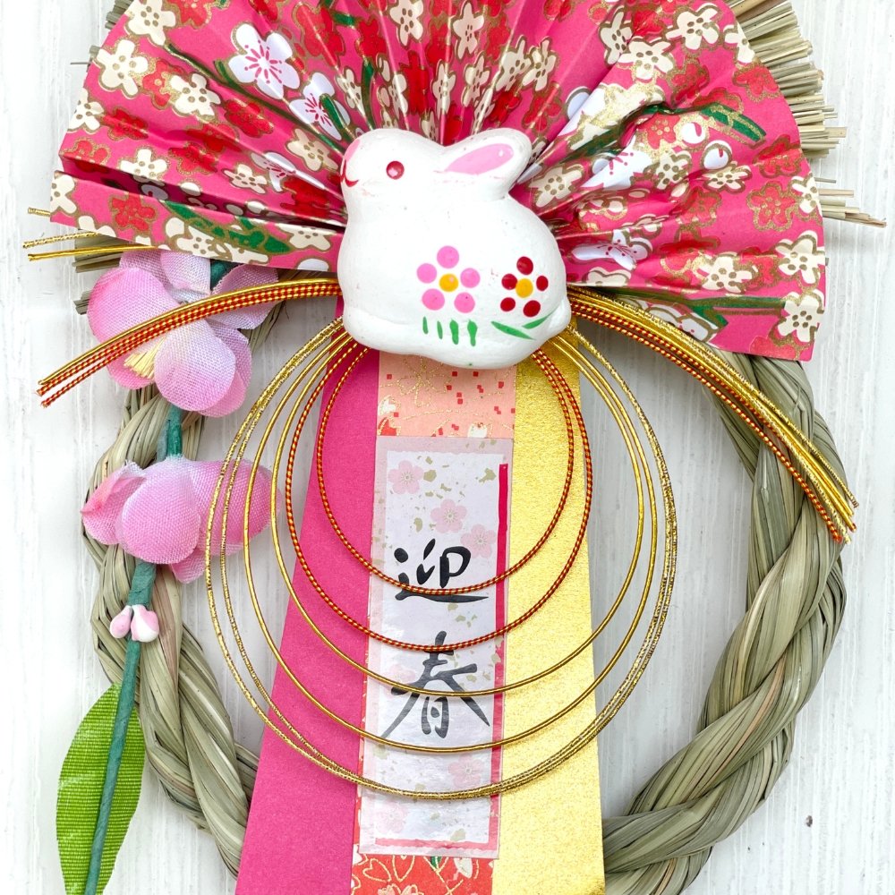 Lucky Usagi Shimenawa New Year Decoration -幸運兎 - Decor - Pink - Preserved Flowers & Fresh Flower Florist Gift Store