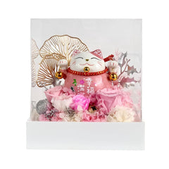 Maneki-Neko 招き猫 Flower Box, Pink (Happiness) - Flower - Preserved Flowers & Fresh Flower Florist Gift Store