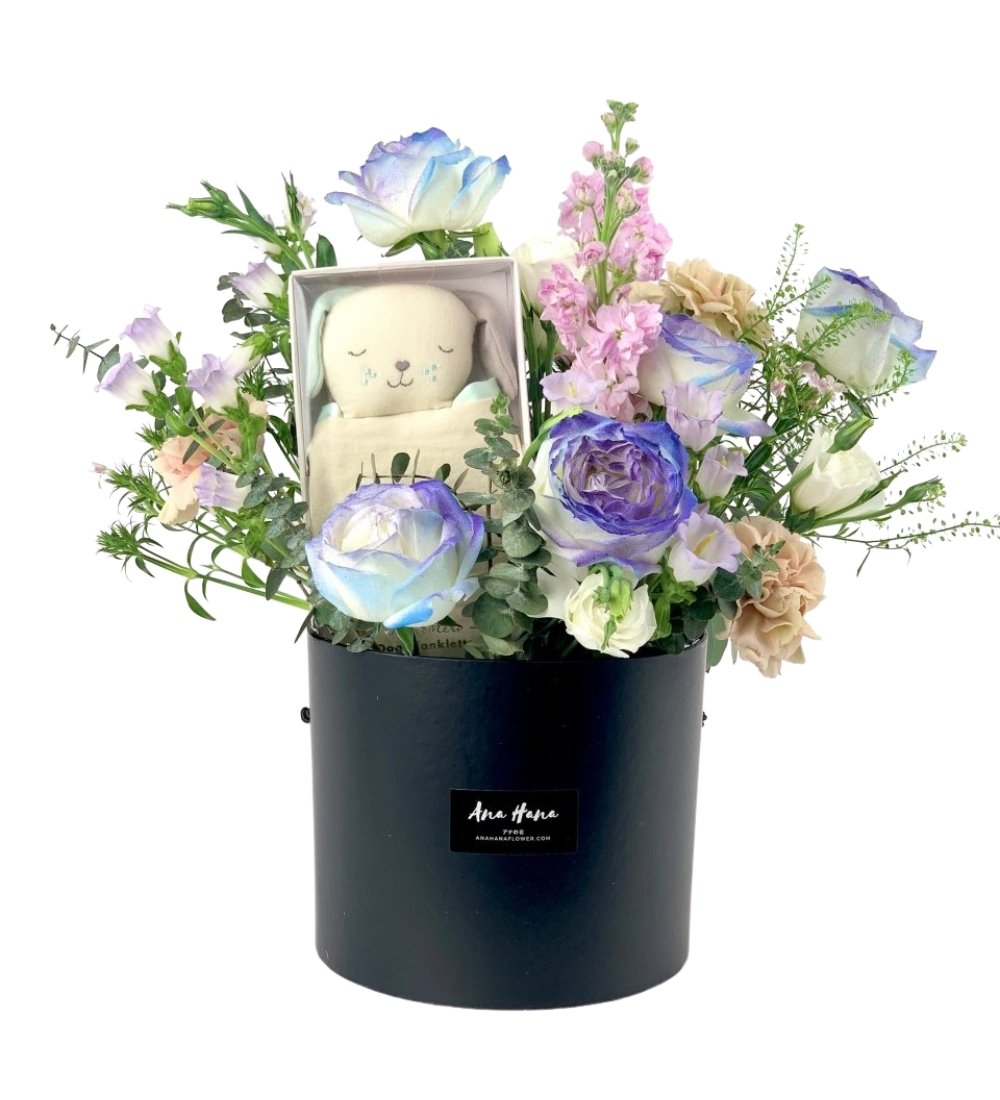 New Born Gift Set - Dog Swaddle - Flower - Preserved Flowers & Fresh Flower Florist Gift Store