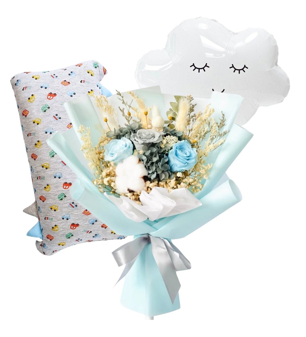 Newborn Baby Boy Flower Bouquet Gift Set - Gabriella - - Preserved Flowers & Fresh Flower Florist Gift Store