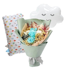 Newborn Baby Boy Flower Bouquet Gift Set - Kira - - Preserved Flowers & Fresh Flower Florist Gift Store