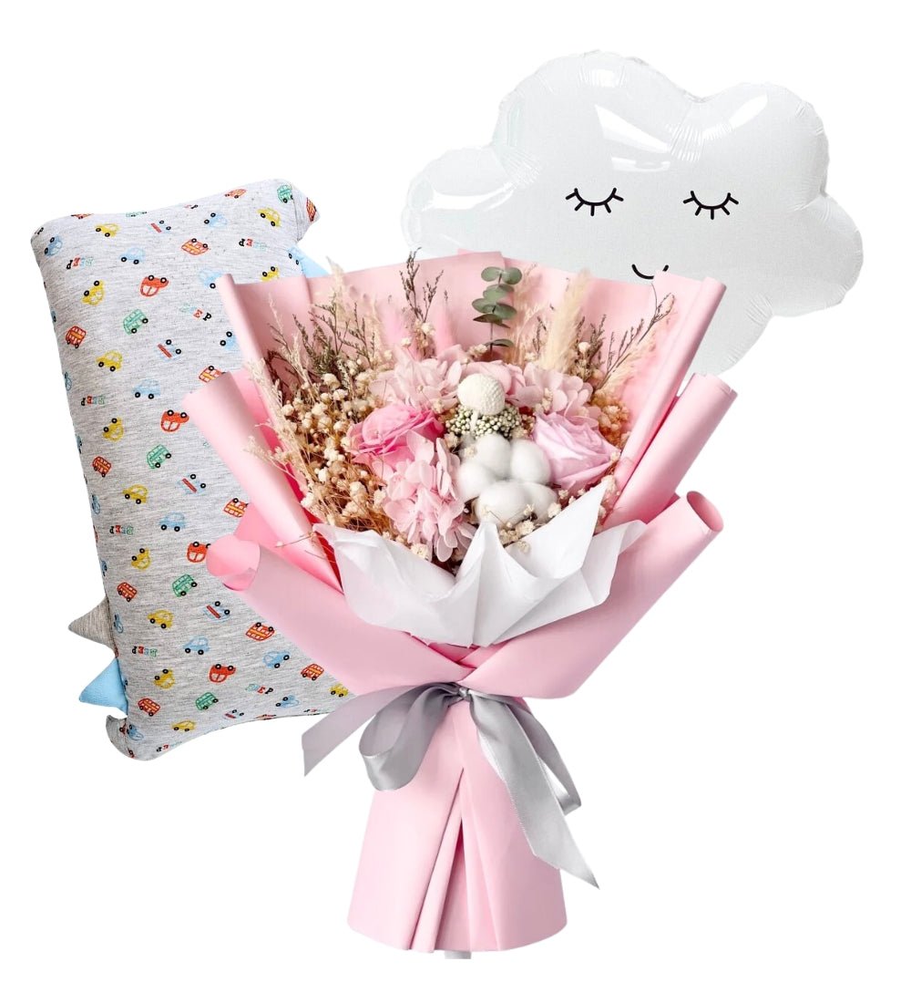Newborn Baby Girl Flower Bouquet Gift Set - Gigi - - Preserved Flowers & Fresh Flower Florist Gift Store