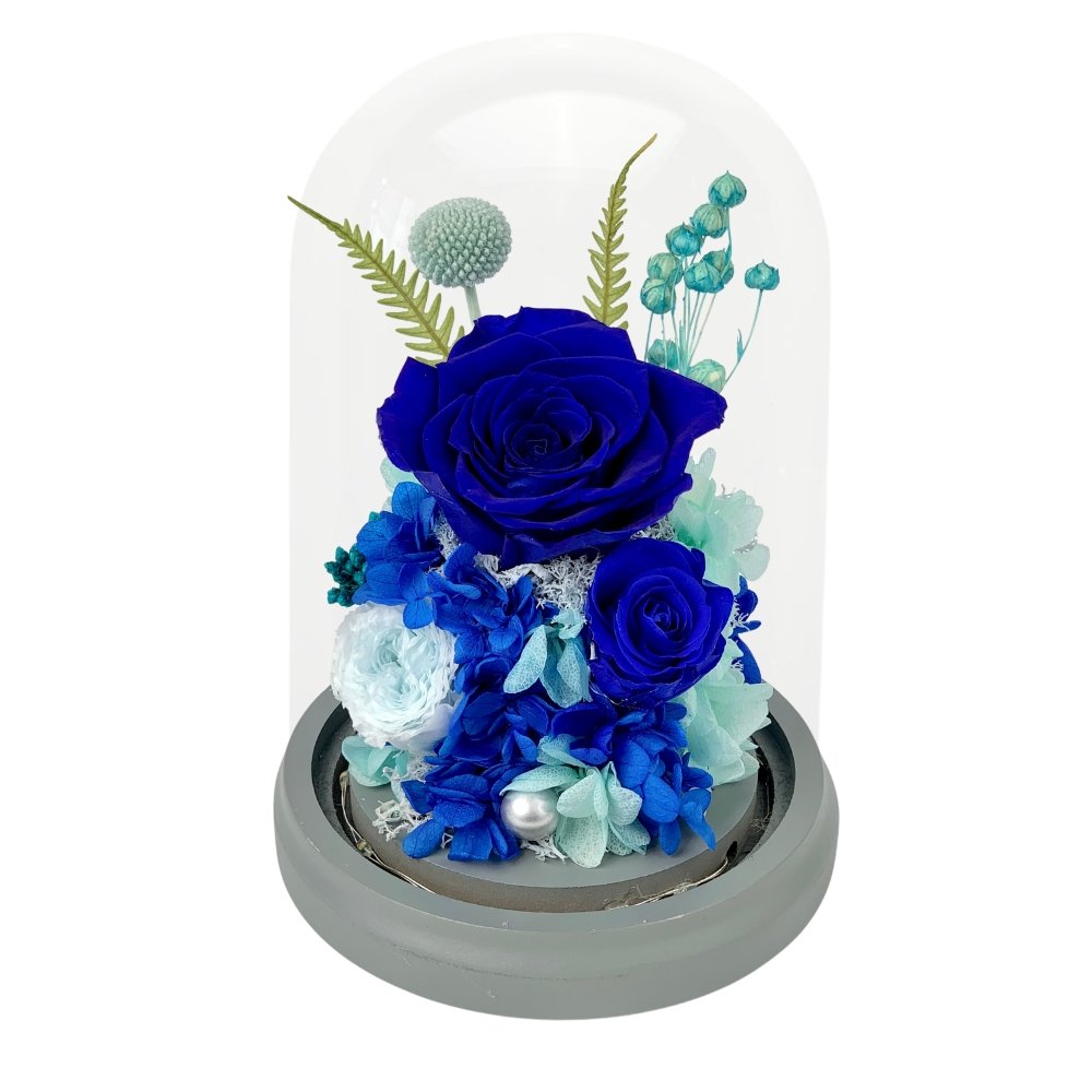 Petite Rosy Preserved Rose Dome - Blue - Flower - Preserved Flowers & Fresh Flower Florist Gift Store