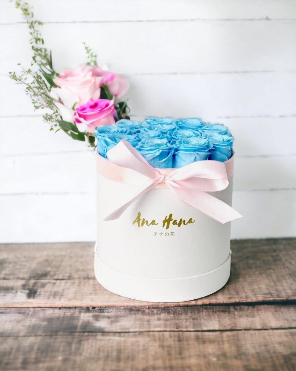 Preserved Rose Bucket Bloom Box バケツバラ - Baby Blue - Flower - Original - Preserved Flowers & Fresh Flower Florist Gift Store