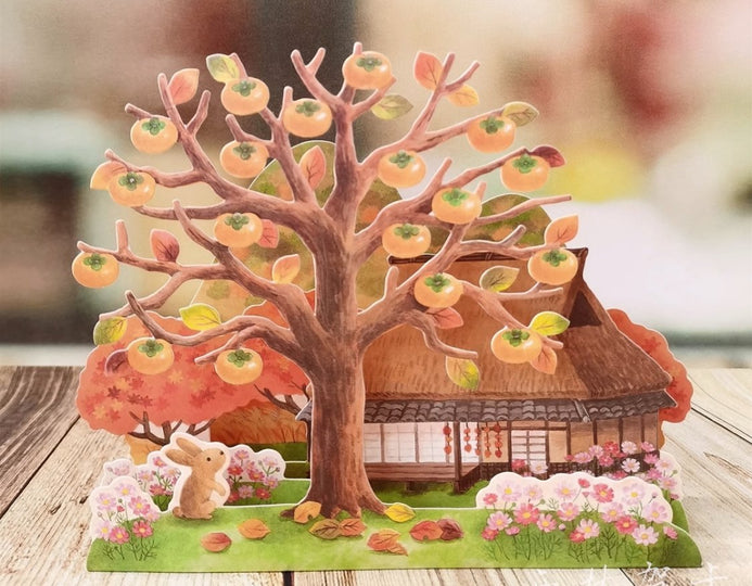Rabbit Persimmon Tree Pop Up Card - Add Ons - Preserved Flowers & Fresh Flower Florist Gift Store