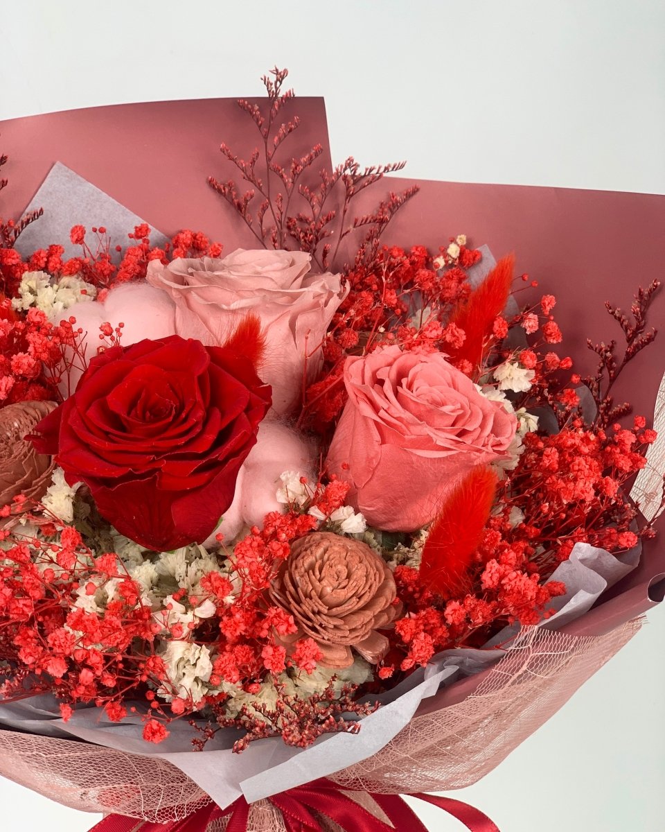 Ruby Burst - Preserved Flower Bouquet - Flowers - Upsize - Preserved Flowers & Fresh Flower Florist Gift Store