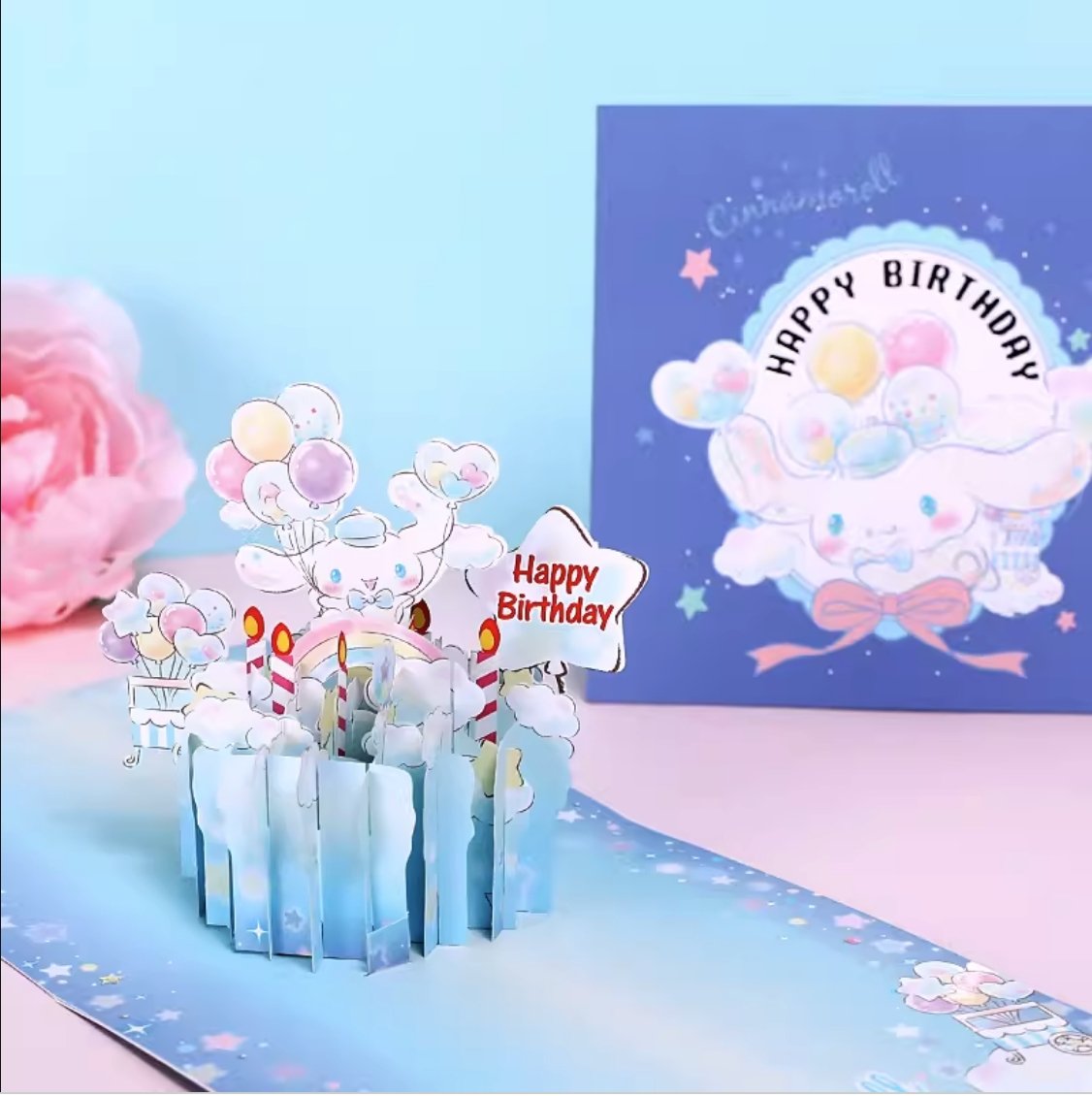 Sanrio Cake Pop Up Card - Add Ons - Cinnamoroll - Preserved Flowers & Fresh Flower Florist Gift Store