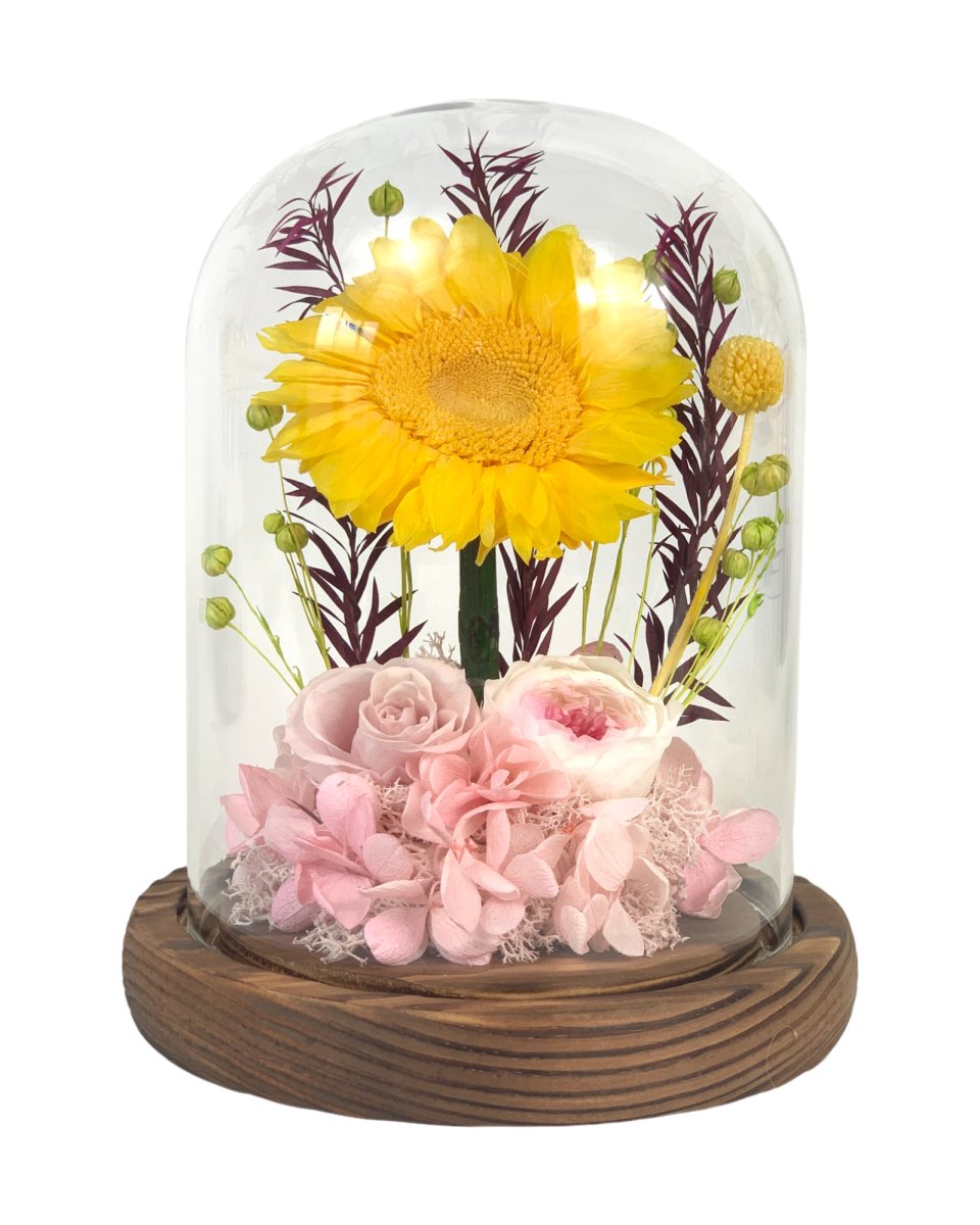 Sunflower Dome - Rosie Pink - Flowers - Preserved Flowers & Fresh Flower Florist Gift Store