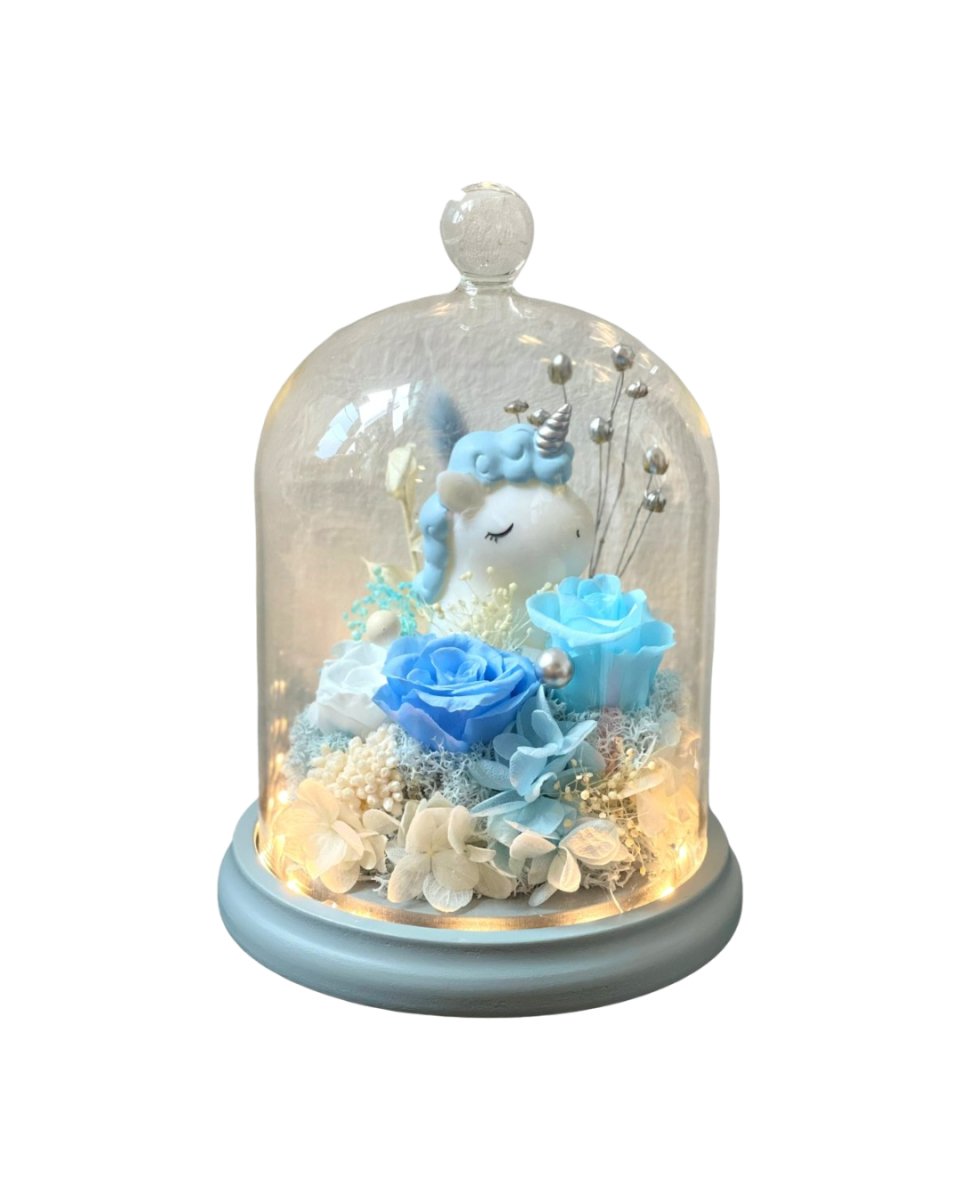 Unicorn Baby Love Dome - Blue - Flower - Preserved Flowers & Fresh Flower Florist Gift Store
